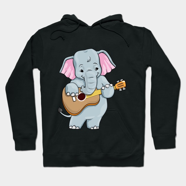 Cute elephant is playing the guitar Hoodie by Markus Schnabel